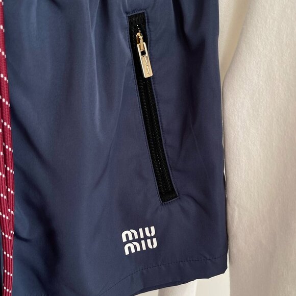Miu Miu Navy Blue Nylon Hooded Jacket & Shorts Set Sz S - Picture 7 of 10